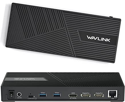 WAVLINK Triple Display 4K - Dock USB C para Mac/M1/M2 Windows, Single 5K Docking Station with 2 DP, HDMI, 100W PD, Gigabit Ethernet, 5 Puertos USB, Mic/Audio, para DELL HP Lenovo