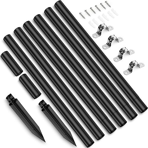 ZOOHAR Outdoor Light Pole Extension Kit - 55/4.6FT Stainless Steel Solar Light Height Enhancement Pole with Plastic Stakes, Saddle Clamp & Expansion Screws, Fits 0.7-0.95in Diameter (2 Sets)
