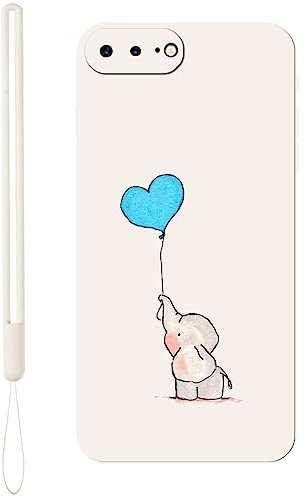 KARTXITAI Case compatible with iPhone 7 Plus/8 Plus,Elephant,balloon,love Pattern Design Vintage Shockproof Protective Soft TPU Anti-Fingerprint Anti-Scratch/Fall phone cover-White
