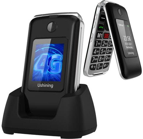 uleway 4G Senior Mobile Phone For Elderly Big Button Phone Easy to Use Basic Flip Phone 2.8+1.77inch Dual LCD Big Display Screen SIM Free Unlocked Senior Mobile Phone