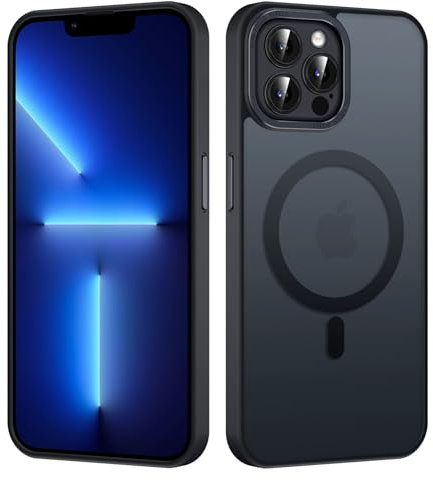 Yoedge Magnetica Cover per Apple iPhone 13 Pro Max 6,7, Compatibile con MagSafe, Custodia Traslucida Matte Hard PC, Ultra Sottile TPU Antiurto Anti-Graffio Protettiva Case per iPhone 13 Pro Max, Nero