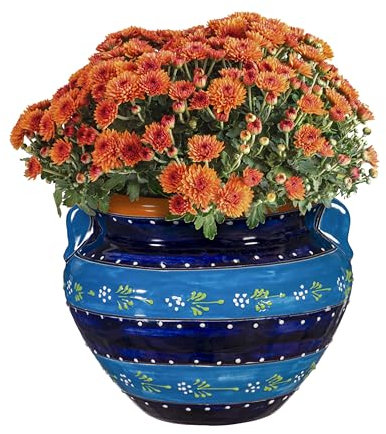Evergreen Garden Talavera Mexikanische Keramik 30,5 cm gestreift Chata Pflanzentopf | Blumentopf Pflanze Sukkulenten | Indoor Outdoor