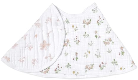 aden + anais Essentials Baby burpy Baby bib, 100% Cotton Muslin, Soft Absorbent 4 Layers, Multi-use Burp Cloth and bib, 22.5” x 11”, Single, Country Floral