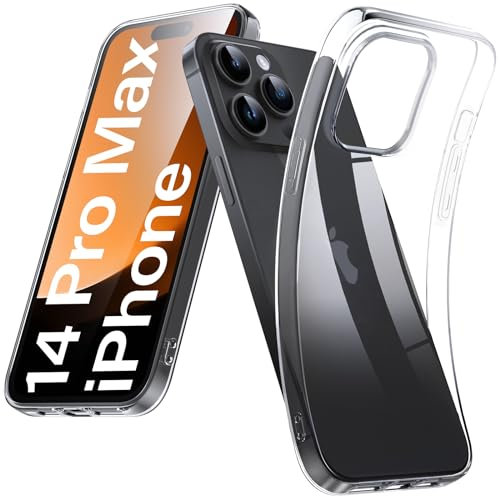 DOSMUNG Funda para iPhone 14 Pro MAX (6,7 Pulgadas), Ultra Fina Suave Carcasa Antigolpes y Anti- Arañazos, Protección a Bordes y Cámara, Compatible con Carga Inalambrica, Transparente