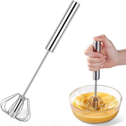 UQMIQURA Fouet Semi-Automatique Batteur à Oeufs en Acier Inoxydable Fouet à Main de Cuisine Fouet Automatique pour La Cuisine Fouet Fouet Ustensile de Cuisine Mélangeur Fouet