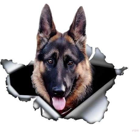 Autoaufkleber 15cm Deutscher Schäferhund Aufkleber German Shepherd Zerrissen Autoaufkleber Reflektierende Haustier Hund Wasserfester Aufkleber Stoßstange Heckscheibe Dekorationen