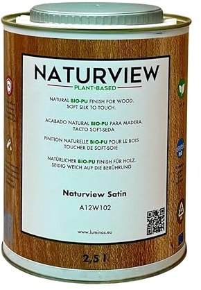 NATURVIEW Wasserbasierter Bio-Polyurethanlack für Holz im Innenbereich. Soft-Seiden-Touch (2,5 l, Seidenmatt) - Holzlack