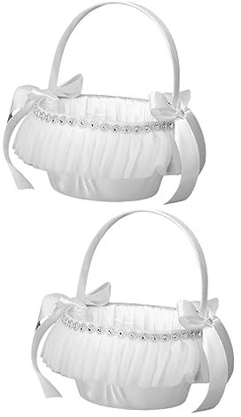 Cabilock 2St tragbarer Blumenkorb Geschenkkörbe hochzeitskorb Lebensmitteldekor Korb für Eheringe Vintage-Dekor Aufbewahrungskörbe Gastgeschenkkorb für die Hochzeit Blumenkorb zur Hochzeit