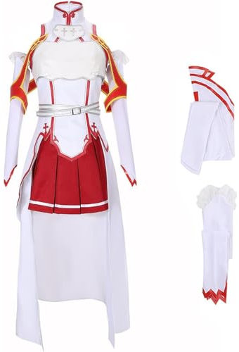 GeRRiT Yuuki Asuna Cosplay Kostüm Anime Schwert Art Online Cosplay Kostüm Halloween Karneval Party Cosplay Kostüm Outfits mit Zubehör für Unisex