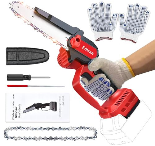 Mini Kettensäge für Milwaukee 18V Akku,6 Zoll Akku Kettensägen elektrisch 1 Ersatzkette mit Sicherheitsschloss, Handkettensäge für Hochentaster,Holzschneiden (Batterien nicht enthalten)