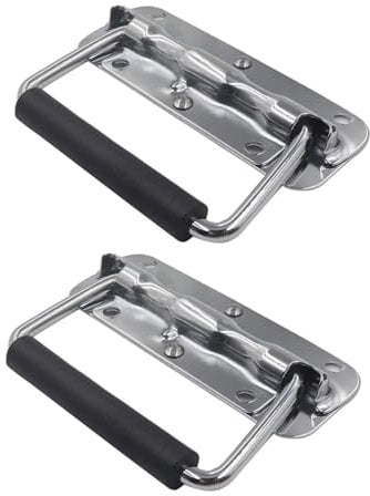 ZHjuju Folding Spring Steel Handles,2Pcs Box Handles Spring Folding Handle Stainless Steel Folding Handle Luggage Hardware for Toolbox Storage Boxes Replacement