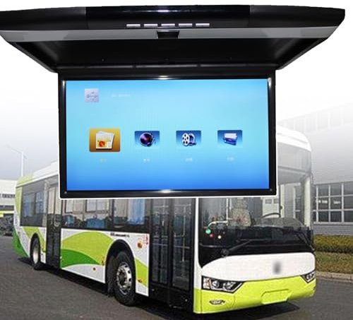 XNYXLPP Écran de Moniteur de Voiture - 17,3, Console de Montage sur Toit Rabattable pour véhicule LCD - Panneau de Commande du Lecteur TV HDMI (Black)