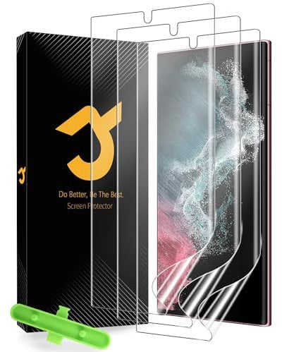 Mkeke 3+1 For Samsung Galaxy S22 Ultra TPU Screen Protector 3 Pack +Installation Frame 1 Pack, Fingerprint ID Compatible, HD Clear, Easy Install For S22 Ultra 5G