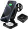 Cargador de inducción 3 en 1 plegable cargador inalámbrico para dispositivos múltiples, cargador de viaje para iPhone 15/14/13/12, estación de carga rápida para auriculares inalámbricos/reloj (negro)