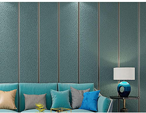 Nordic Modern Super Thick Deerskin Velvet Non Woven Wallpaper for Living Room and Bedroom Horizontal and Vertical Stripes in Dark Green 20.8X374.0inches