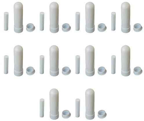 10 Stücke Aromatherapie Naseninhalator,Ätherisches Öl Röhren,Nachfüllbarer Nasal Inhalator Stick,Riechstifte Für Ätherische Öle,Riechstäbchen Mit Docht,Naseninhalator Stift,Weiß,Kiuiom
