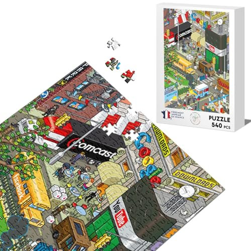 Klassisches Puzzle 540 Teile Pixel Art Stadt Retro Gaming Geek Videospiele 8 Bits