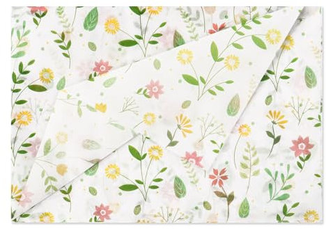 10 Blatt Seidenpapier 50x70cm für Blumenstrauß, Füllmaterial Geschenk Papier Geschenkpapier für Geburtstag Babyparty Hochzeit Valentinstag Taufe Kommunion Geschenkverpackung (Blumen)