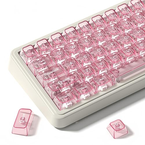 dagaladoo Clear keycaps Set,Translucent Keyboard keycaps,Jelly Key caps | Shine Through keycap Glossy,Transparent MDA Profile Custom keycaps for Mx Switches Mechanical Keyboard(115-keys,Pink)