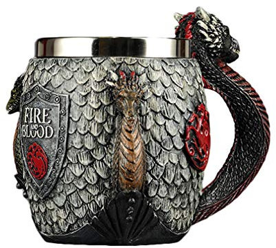 Game of Throne Norsemen Rustic Mug Gothique Pirate Mug Rétro Vintage Bar FestivalCup,3D Tasse en acier inoxydable Tasse à boire pour boisson, café, bière (A)