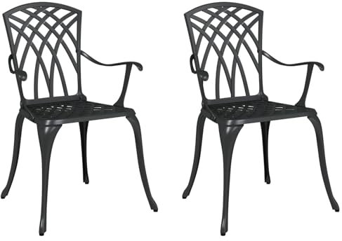 vidaXL Eleganter moderner Gartenstuhl Schwarzer Aluminiumrahmen mit Kissen Leicht für Balkon Garten Stylisch Einzelplatz Terrassenbequeme Entspannung Wetterfest Chic