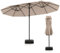 RELAX4LIFE Ombrellone Doppio da Giardino 443 x 265 cm, Ombrellone da Esterno con Manovella, Base con 2 Sacchi, Ombrellone Parasole per Giardino, Patio, Piscina e Terrazzo (Marrone, 443 x 265 x 248 cm)