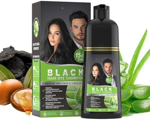Moisturizing Hair Dye Shampoo, Anti-Gray Formula, Instant Gray Coverage, Scented Daily Care, Long Lasting Color, Black/Grey, Ideal for Home Salon, Men Women Use