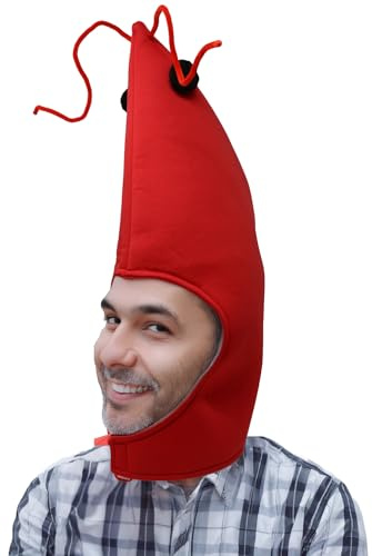 FIESTAS GUIRCA | Gorro Gamba Roja - Sombrero Divertido para Fiestas de Animales Marinos y Celebraciones - Accesorio de Disfraz para Carnaval y Halloween - Ideal para Todos los Usuarios - Rojo