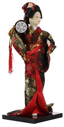 GARVALON Handgefertigte Geisha-Puppe Aus Seide Japanische Deko Im Kimono Für Zuhause Elegante Tischfigur Aus Hochwertigem Und Originale Kunsthandarbeit Zur Verschönerung Von Wohnräumen