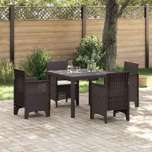 LLEZKBR Gartenmöbel-Set, Gartenmöbel-Set, 5-teilig, braunes Polt-Rattan