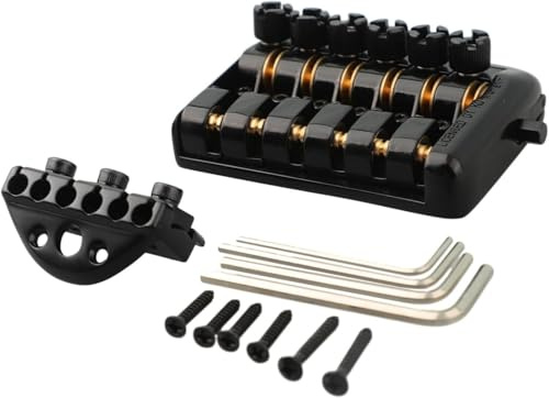 Headless E-Gitarre Brücke Saitenhalter, Set 6 Saiten Gitarren-Saitenhalter Ersatz mit Kontermutter und Befestigungsschrauben Zinklegierung und Eisenkonstruktion