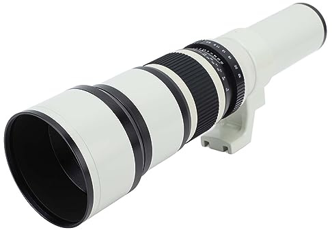 Naroote Teleobjetivo de Enfoque Manual F6.3 de 500 Mm, Teleobjetivo de Enfoque Manual de 4 Elementos de 4 Grupos para Fotografía de Naturaleza (White)