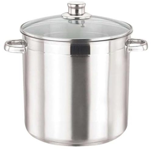 BURI Edelstahl Kochtopf 10L mit Glasdeckel Suppentopf Gulaschtopf Universaltopf Topf