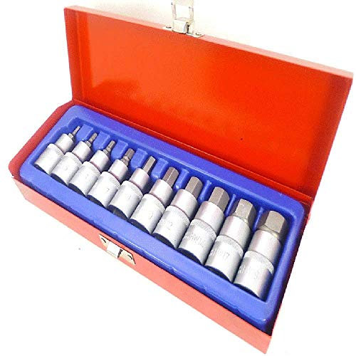 ALLEN KEY/HEX BIT SOCKET SET 10 pc 1/2 Drive 4mm to 19mm - H4 to H19 UK 31-14