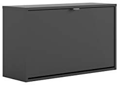 Schuhschrank mit doppelt tiefer Einzeltür, Farbe schwarz, 70,3 x 41,8 x 24,05 cm