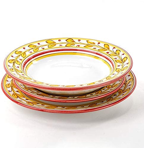 CEAR ceramiche - Set posto tavola singolo composto da 3 piatti in ceramica siciliana per servizio di piatti