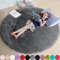Amdrebio Grauer, runder Teppich für Schlafzimmer, Flauschiger runder Teppich, 1,2 x 1,2 m, für Kinderzimmer, Flauschiger Teppich für Kinderzimmer, Grauer Teppich, niedliche Raumdekoration für Baby