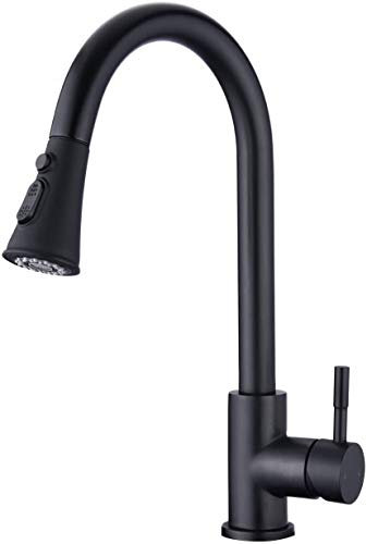 AILRINNI Rubinetto per Cucina - Rubinetto Cucina con Doccetta Estraibile a 3 Modalità, Miscelatore Monocomando Rubinetto Lavello Cucina 360° (Nero)