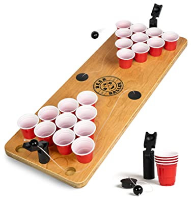 BeerBaller® Shot Pong Cherry - Bierpong als Shot Version | Trinkspiel Highlight 2023 | 24 Shot Beer Pong Becher | Party Gadgets | Trinkspiele für Erwachsene | Saufspiele Partyspiele ab 18