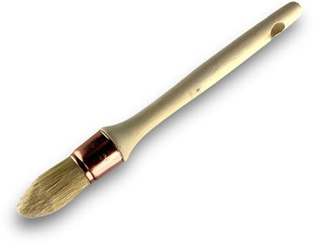 Lot de 10 pinceaux de Pouce à rechampir | Brosse Ronde en Soie Blanche | Ø 29 mm | Idéal Peinture rénovation Volets moulures plinthes Angles persiennes | Manche Bois Brut | Kibros 371D29_6x10