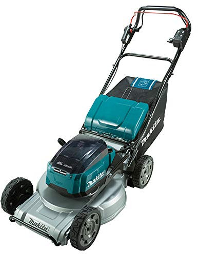 Makita DLM533PT4 Twin 18 V (36 V) Li-Ion LXT 53 cm bürstenloser Rasenmäher komplett mit 4 x 5,0 Ah Akkus und Twin Port Ladegerät, blau