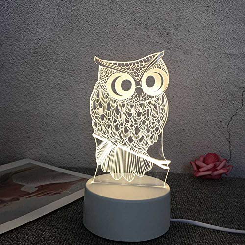 ChaoZan 3D Eule Nachtlicht Zuhause Dekor Owl Tischleuchte Optische Illusion Kreative LED Touch Nachtlampe Schreibtisch Tischlampe Adler für Festival Geschenk Schlafzimmer Wohnzimmer