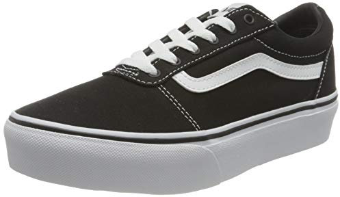 Vans Ward Platform, Scarpe da ginnastica, Bambine e ragazze, (Canvas) Black/White, 36.5 EU