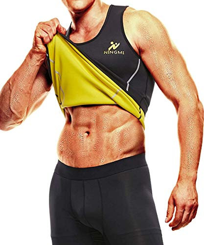 NINGMI Mens Sweat Vest Waist Trainer - Sauna Suits Neoprene Body Shaper Running Vest Tank Top Workout Gym Shirt