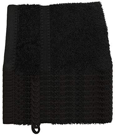 Julie Julsen® Bio Waschhandschuh-Set, 10 Waschhandschuhe in 32 Farben erhältlich weich und saugstark Schwarz 15x21 cm