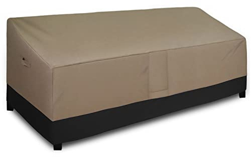Easy-Going Wasserdichter Outdoor-Couch-Bezug, strapazierfähig, 4-Sitzer-Terrassen-Sofa-Abdeckung, windensicher, Outdoor-Möbelabdeckung mit Lüftungsschlitzen (271 x 82 x 83 cm, Kamelfarben/Dunkelbraun