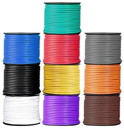 Cablectric 10 Roll 16 Gauge Copper Clad Aluminum Primary Wire - Assorted Colors - 100 Ft of Wire per Roll