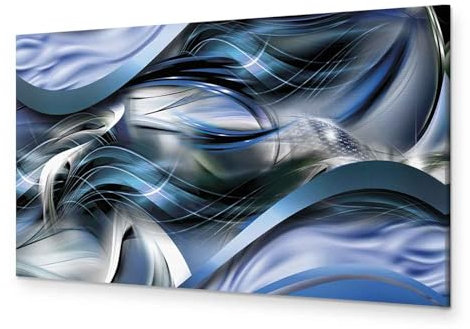 murando Akustikbild Abstrakt Bilder Akustikschaum Hochleistungsschallabsorber Schallschutz Leinwand 1 tlg Wandbild Raumakustik Schalldämmung Welle blau silber violett a-A-0755-b-a