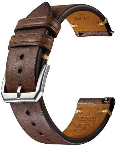 REZERO Schnellverschluss-Uhrenarmbänder aus Kalbsleder, Uhrenbänder, Uhrenarmband aus weichem Leder für Herren und Damen, 18 mm, 19 mm, 20 mm, 21 mm, 22 mm, 23 mm, 24 mm