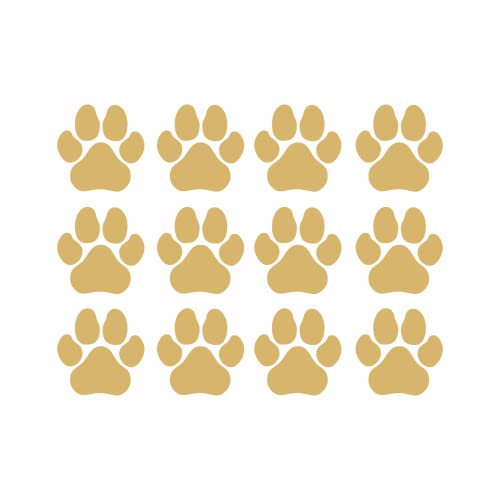 tradercat Auto Aufkleber Pfoten 12er Set - 6x6cm - Sticker für alle Oberflächen - Fenster, Seitenspiegel, Heckscheibe, Motorhaube, Fahrzeug – mit Anleitung (Gold)